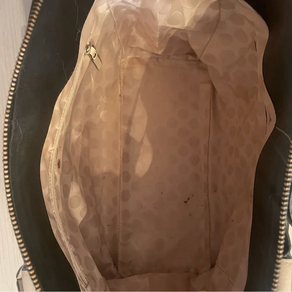 Kate Spade Pebbled Leather Satchel Shoulder Bag Black Nude Bow Purse - Picture 8 of 9